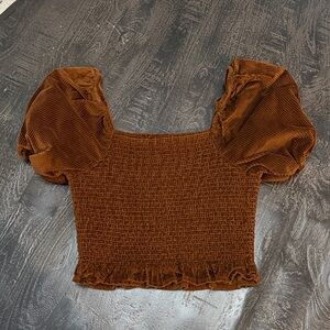 American Eagle Outfitters Brown Puff Sleeve Blouse